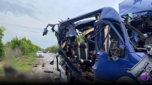 The Russian bombing of a Ukrainian civilian bus killed nine. 